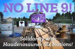 Super image contre la ligne 9 et en solidarité avec la confédération des 6 nations du Finger Lakes Action Network