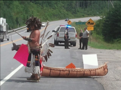 Chris Wabie pictured by Tina Nottaway, @ "Rally For Anishinabe Cultural Existence" Sunday August 5th 2012 Highway 117