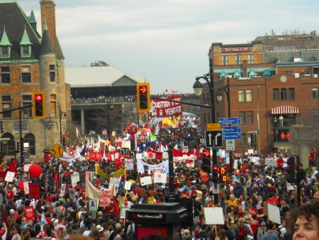 On March 22nd, over 250,000 people marched in Montreal against the tuition fee increase. Another similar mass demonstration is planned for May 22
