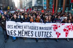 ASSÉ organized the protest as part of an international week of action against the commodification of education. (Robin Dianoux)