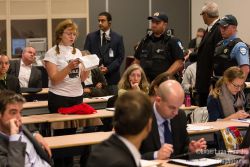 Montrealers disrupt "anti-democratic" pipeline hearings