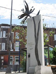 A monument in Québec City to remember the killing of protestors by Canadian soldiers, Québec Printemps 1918.